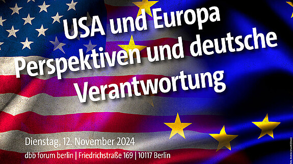 34. Europäischer Abend: USA und Europa - Perspektiven und deutsche Verantwortung Ein abstraktes Bild was die europäische und US-amerikanische Flagge zeigt